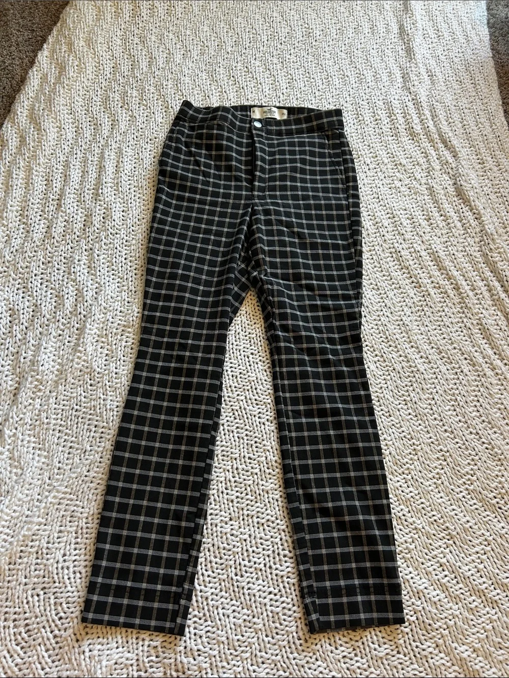 Hollister Black Plaid Slim Trousers - Picture 1 of 3